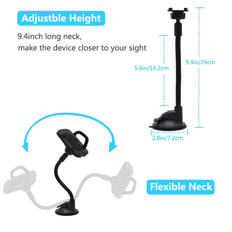 RAVIRRA™ Supporto per Telefono da Auto per Cruscotto e Parabrezza (Collo d’Oca Lungo)